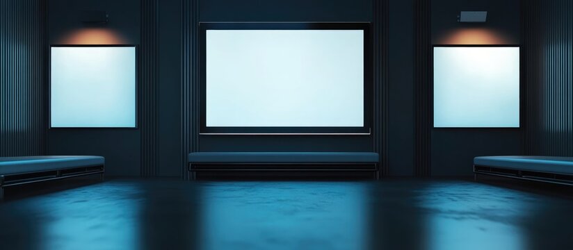 Finance and Economic Market Visualization Area with Trading Screens and Blank Space for Custom Text or Graphics