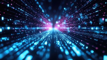 Futuristic Data Stream Visualization for AI Solutions and Digital Transformation with Copy Space for Text Integration