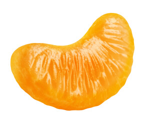 Mandarin slice isolated on transparent background.