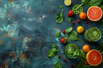 Green smoothie with fruit and vegetables for a healthy and refreshing start to the day