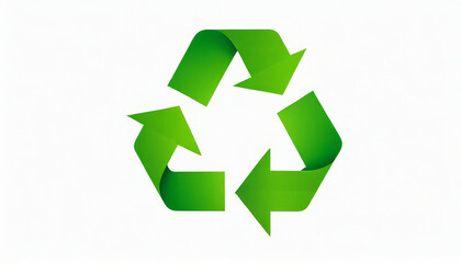 Obraz premium Green recycling symbol on a light background