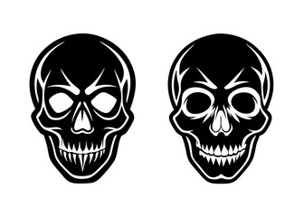 Skull Icons Black and White Minimalist Design Vector Graphics
