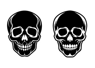 Skull Icons Black and White Minimalist Design Vector Graphics