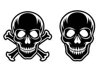 Skull Icons Black and White Minimalist Design Vector Graphics