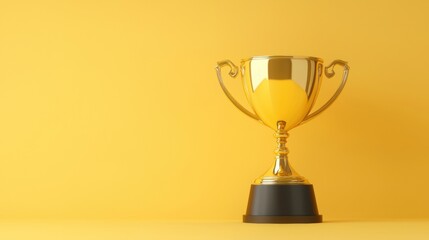 Gleaming gold trophy on a vibrant yellow background