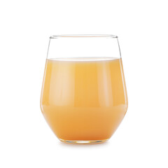Tasty apple juice in glass isolated on white
