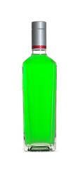 Absinthe in glass bottle isolated on white