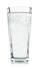 Refreshing soda water in glass isolated on white