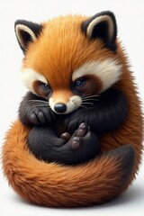 Obraz premium Soft and cuddly wolverine snuggled up in a ball, isolated, softness, snuggle