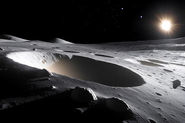 Shifting Lunar Surface: A Distant Moon's Ever-Changing Terrain, Where Dust Storms and Low Gravity Sculpt a Landscape of Moving Craters, Rocks, and Dust in Perpetual Transformation