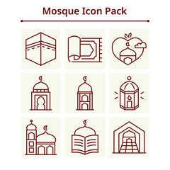 Mosque Icon Pack Outline Style
