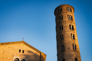 Basilica of Sant'Apollinare Nuovo and Bell Tower in Ravenna, Italy