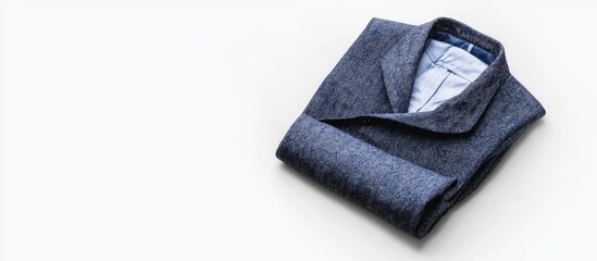 Folded Designer Suit on White Background with Spacious Copy Area for Promotional Text or Branding