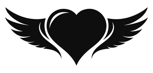 heart love with wings romantic icon vector illustration design


