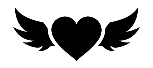 heart love with wings romantic icon vector illustration design

