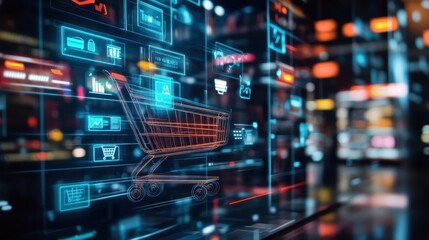 Obraz premium E-commerce and Digital Shopping Revolution: A Futuristic Interface