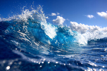 Surging Ocean Waves: Dynamic patterns of light and dark blue stretch to the horizon, where the ocean's surface shifts and reforms with a life of its own, creating a mesmerizing display of undulating 