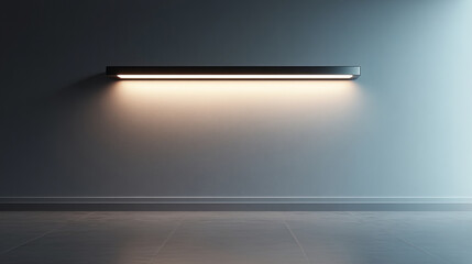 Minimalist LED work light illuminating soft silver wall