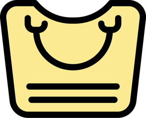 Yellow baby bib with curved top and horizontal lines, representing mealtime, joy, and safeguarding