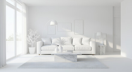 White-Themed Drawing Room.