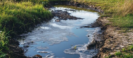 Foamy Streams Affected by Pollution in Healthcare Environment with Blank Space for Text Usage