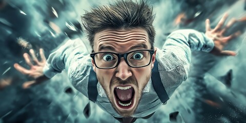 A man screams out in fury, showcasing strong emotions in a dynamic scene.