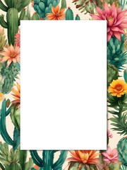 blank frame with flowers