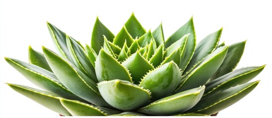 Fototapeta premium Green succulent plant in pot on white background perfect for botanical decor and culinary uses with space for text or branding
