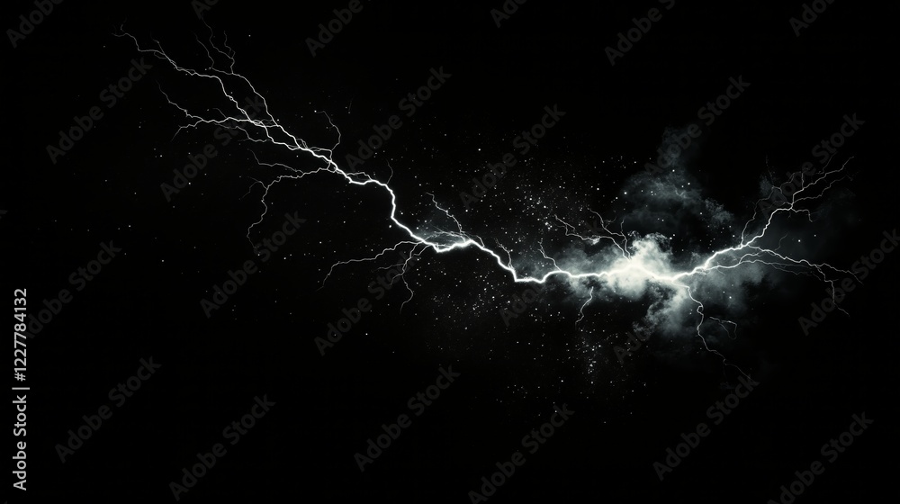 Wall mural a scene full of lightning and electric rays isolated on a empty plain clean black background