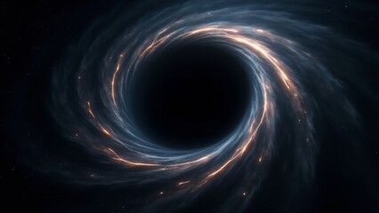A hypnotic black hole spiral with swirling gases and light, creating an endless vortex of cosmic energy.