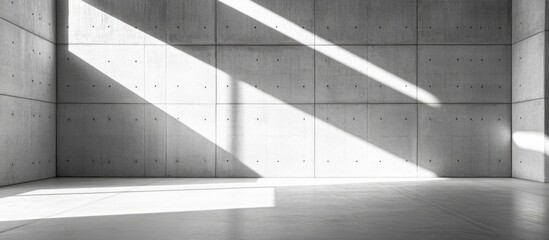 Fototapeta premium Panoramic Gray Concrete Wall Background with Ambient Lighting and Empty Space for Text or Design Use