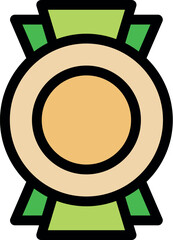 Simple round award badge with green ribbon symbolizes achievement and recognition