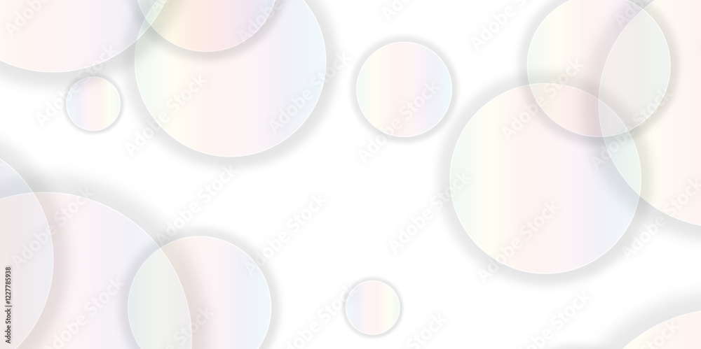 Poster Multicolor Many bubbles abstract Colorful transparent soap floating in the air. Design soap bubbles on a white background. beautiful Modern abstract Shiny reflection, flying bath elements circle shape