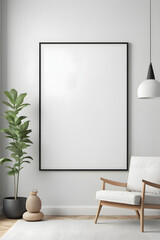 Pinterest | building and architecture | Interior mockup illustration with decor, 3d render, white wall with blank board