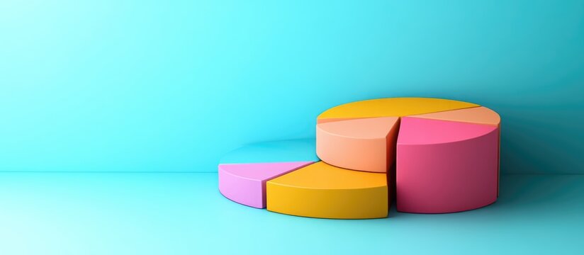 Colorful pie chart segments on a soft blue background with ample empty space for customizable text and data presentation.