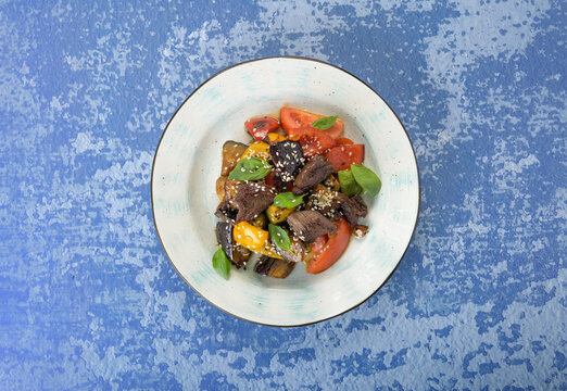 tasty and healthy salads in a plate on a beautiful background