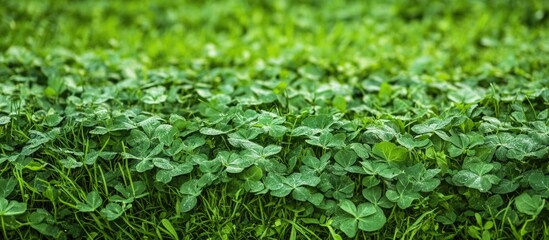 Obraz premium Lush Green Manure and Winter Cover Crop for Soil Rehabilitation with Copy Space for Text and Eco-Friendly Farming Concepts