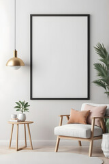 Pinterest | building and architecture | Interior mockup illustration with decor, 3d render, white wall with blank board