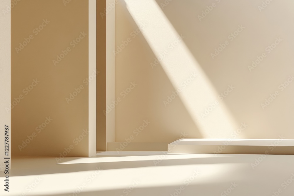 Aufkleber Unique architectural design featuring shadows and light in a minimalist space during the daytime. Generative AI