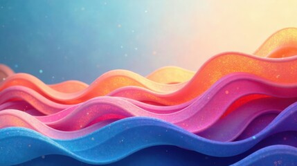 Abstract Colorful Wavy Texture Background with Soft Pastel Hues and Glittering Particles