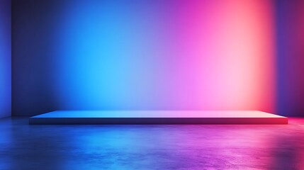 Neon Lit Platform in a Modern Room