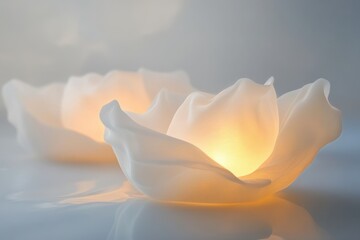 Elegant glowing lotus flower candles enhance a serene atmosphere in soft light