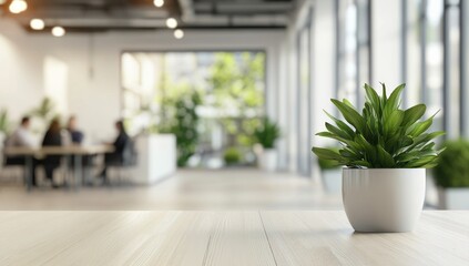 Fototapeta premium Modern Office Plant: Serene Workspace with Greenery