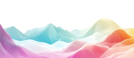 Abstract Data Landscape Illustration with Fluid Color Waves and Open Space for Text Integration