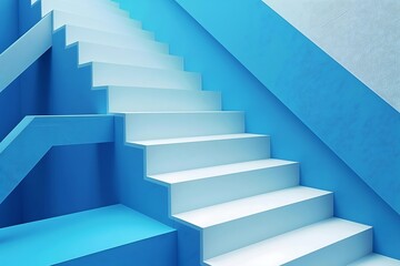 Abstract blue background with stairs and stairs. 3d render illustration.