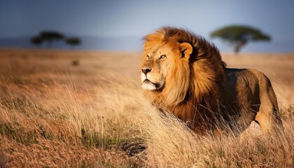 Fototapeta premium male lion in the savannah