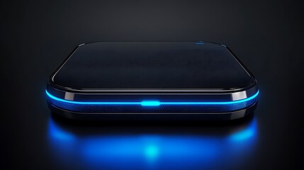 Sleek Black Device With Blue Neon Lighting