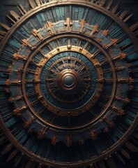 Radial pattern in a stylized color scheme with a focus on texture and dimensionality, vibrant colors, geometric patterns, superhero themes., textured finishes