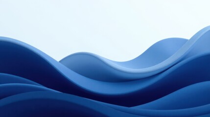 Abstract Blue Undulating Forms Create a Serene and Soothing Visual Experience with Gentle Curves and Soft Shadows