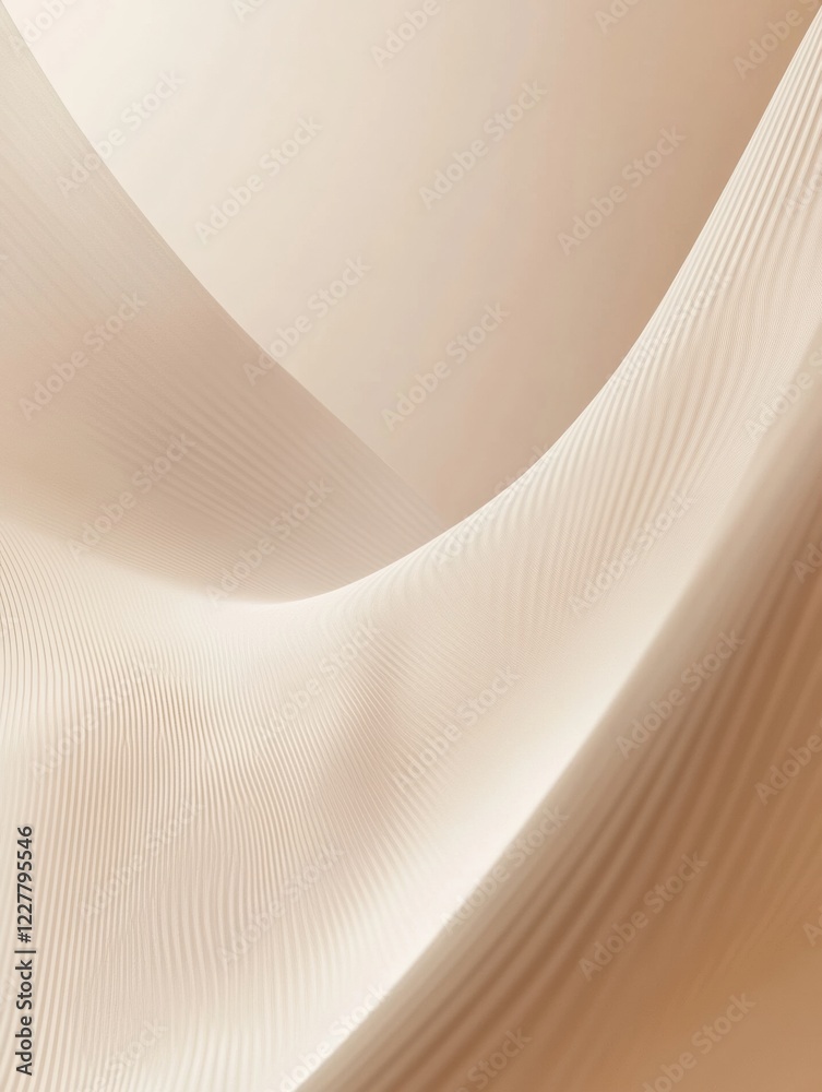 Fototapete soft beige fabric drapes and folds creating gentle waves in a serene, minimalist setting. generative